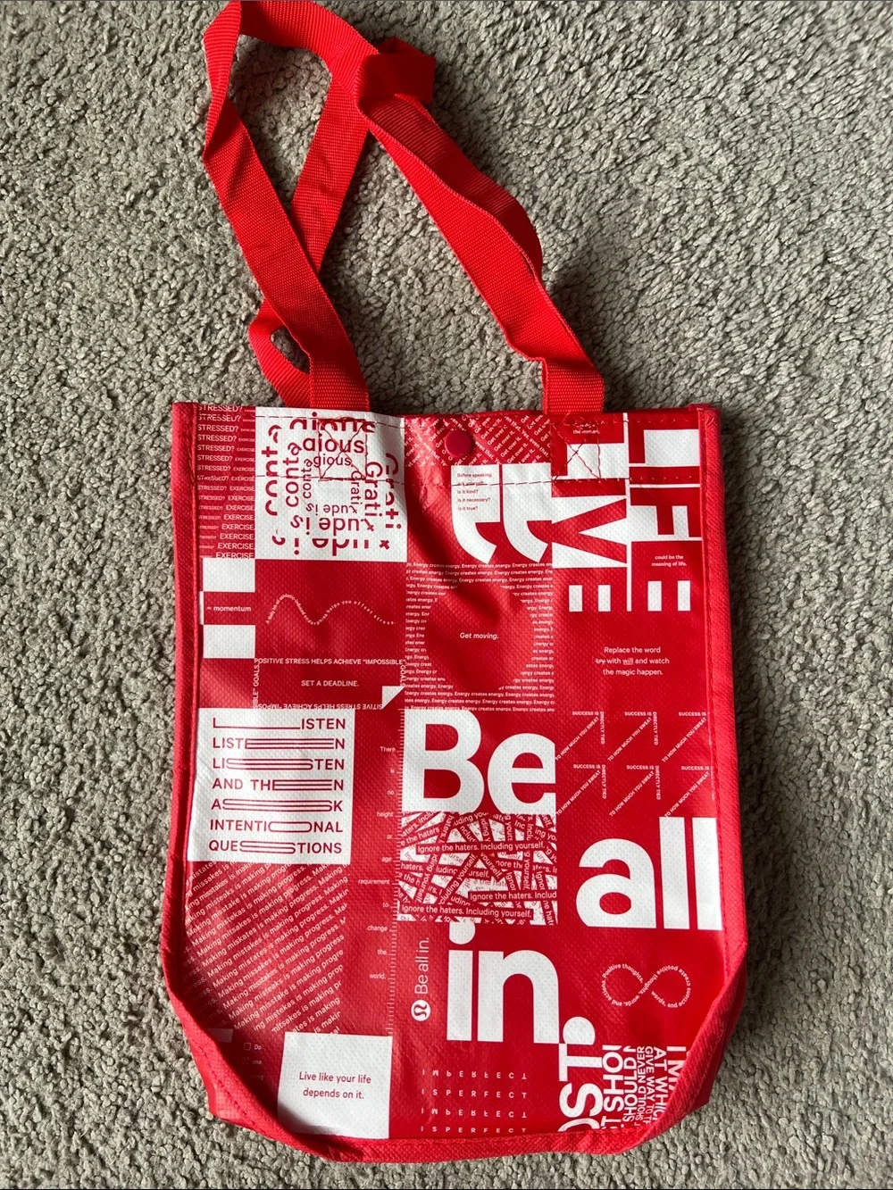 lululemon athletica Red and White Graphic Tote